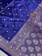 Sangeet Special Navy Blue Mashru Silk Banarasi Saree