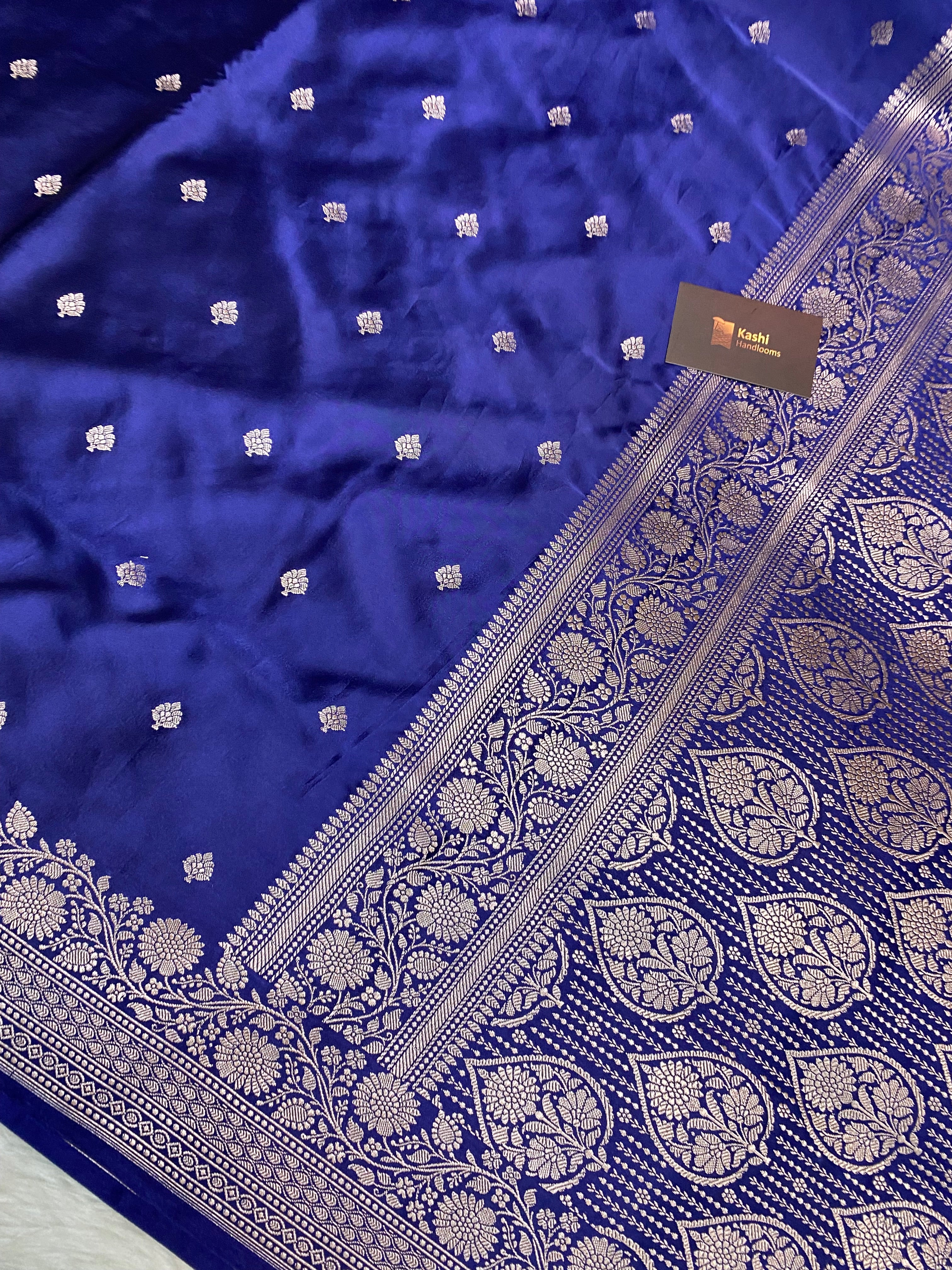 Sangeet Special Navy Blue Mashru Silk Banarasi Saree