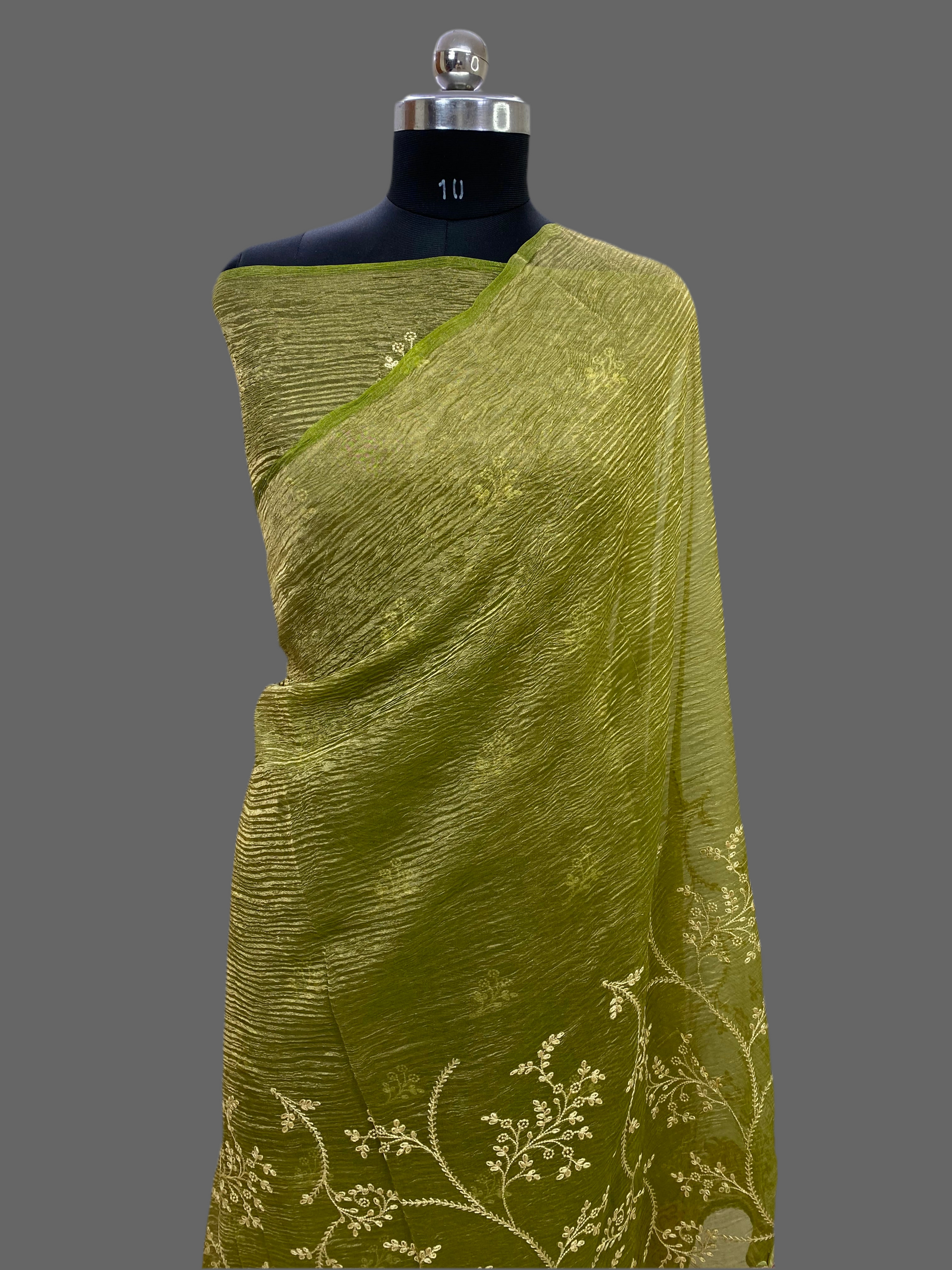 Pure Tissue Silk with hand Lace work Embroidery Banarasi Saree