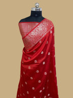 Red mul cotton Banarasi Saree