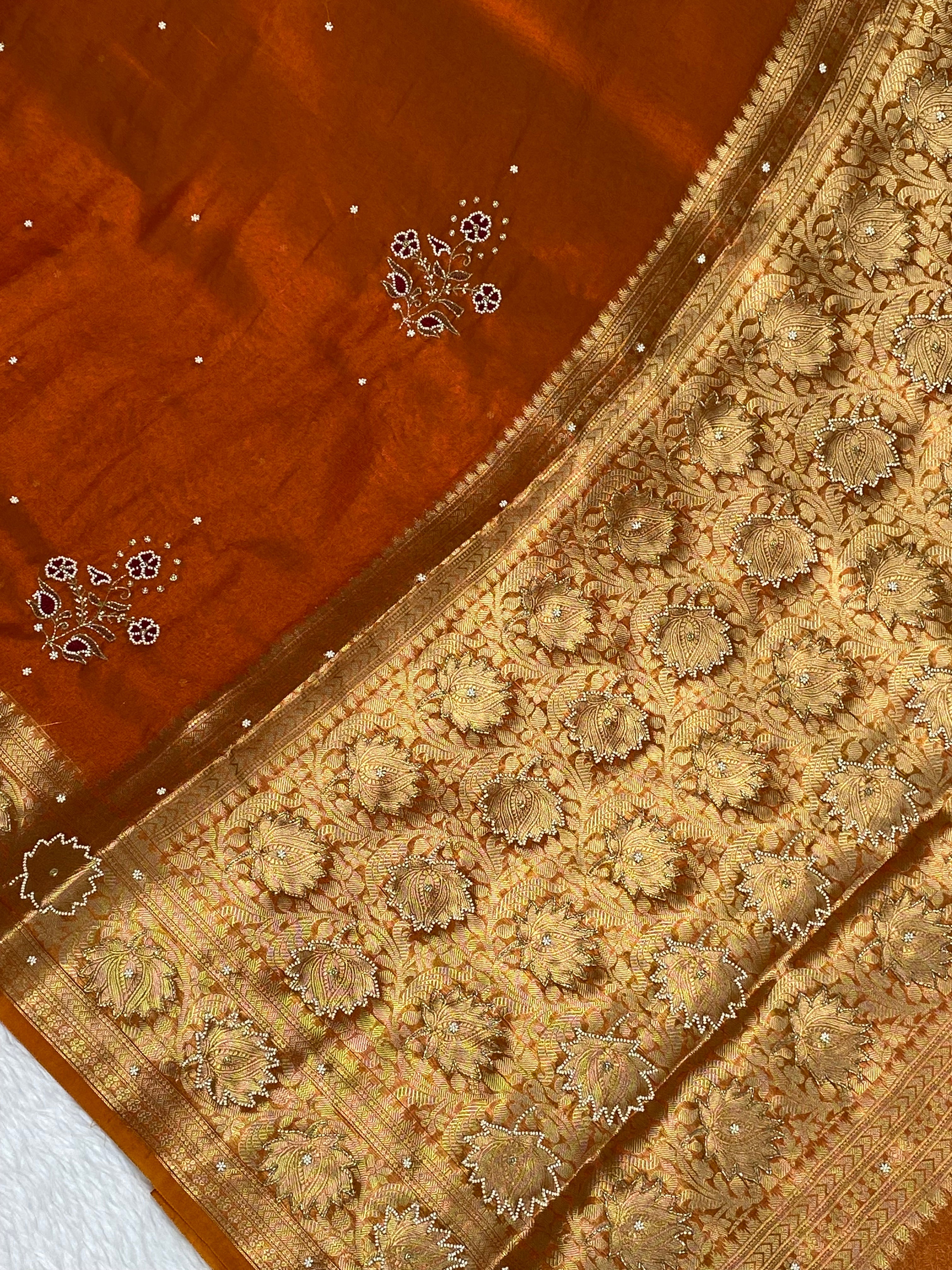 Tissue silk Banarasi saree with handwork