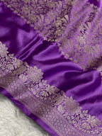 Lavender colour mashru silk banarasi saree