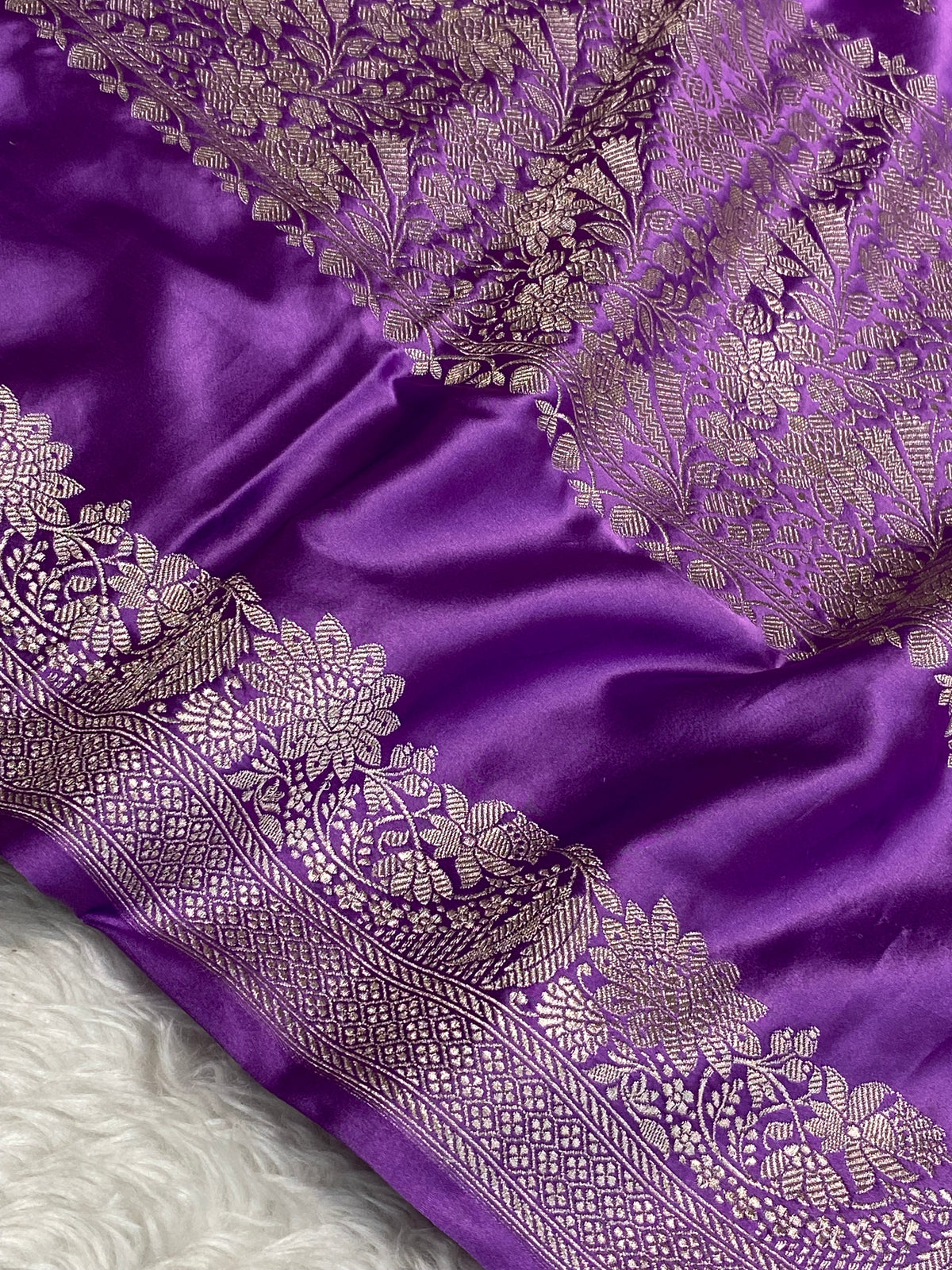 Lavender colour mashru silk banarasi saree