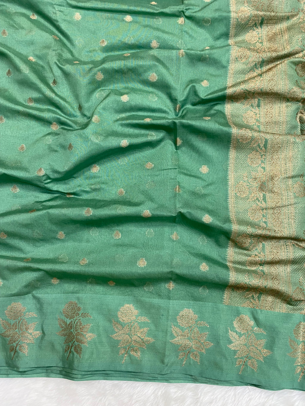 Sea Green Semi Georgette Banarasi Saree