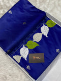 Blue color mashru silk banarasi saree