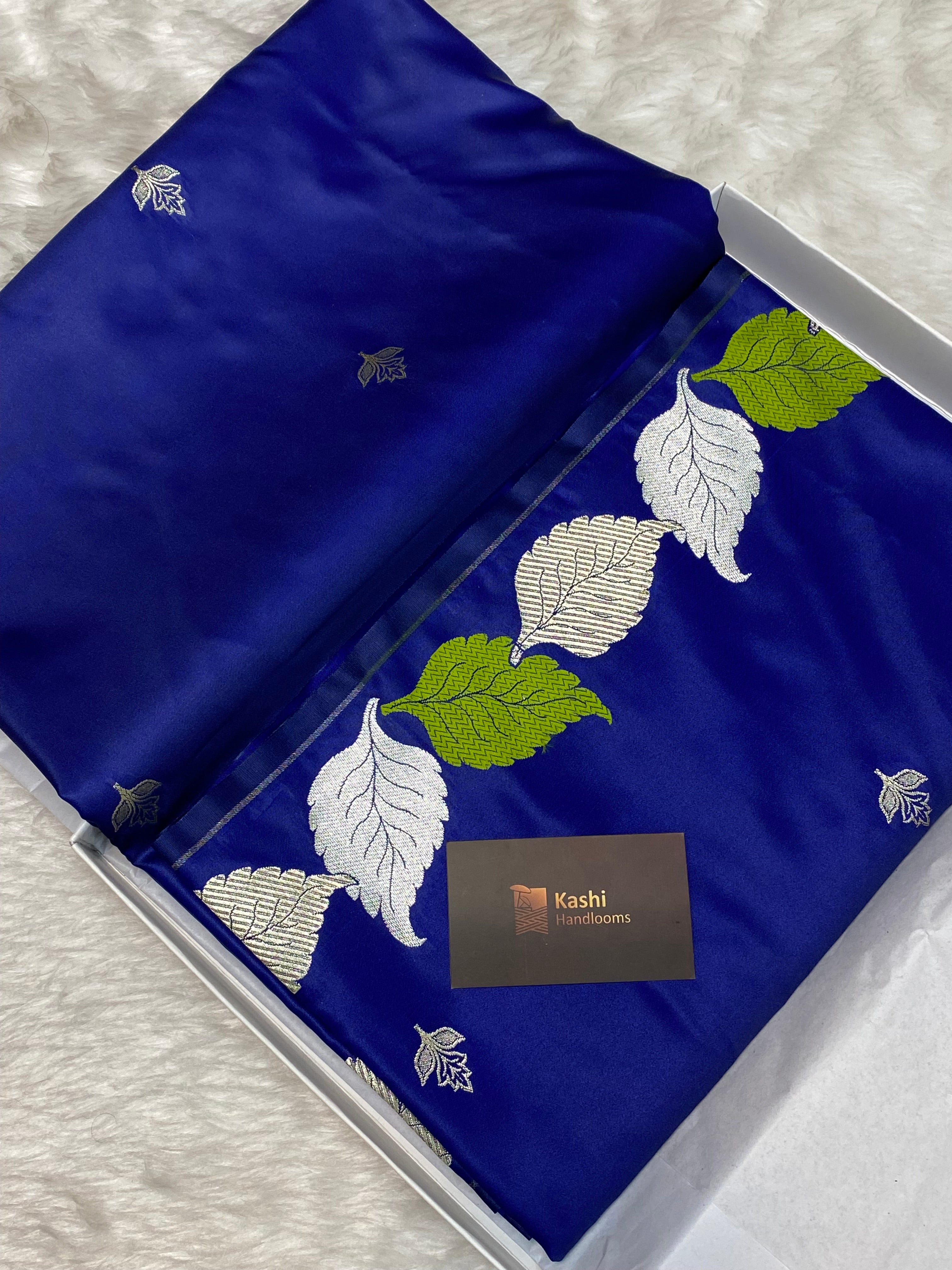 Blue color mashru silk banarasi saree