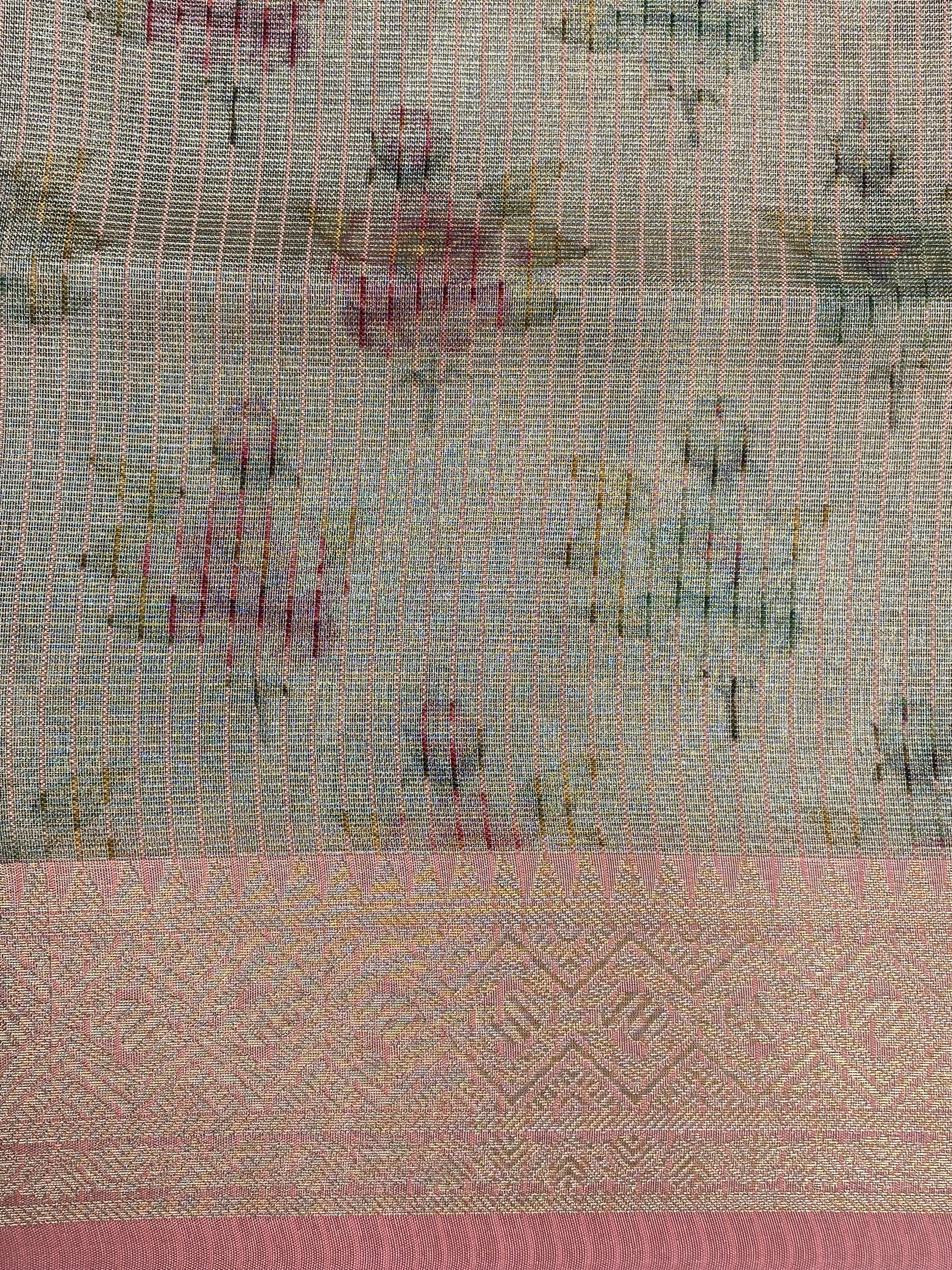 Pink Tissue with Digital Print Banarasi Saree
