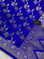 Royal Blue Mashru Silk Banarasi Sare