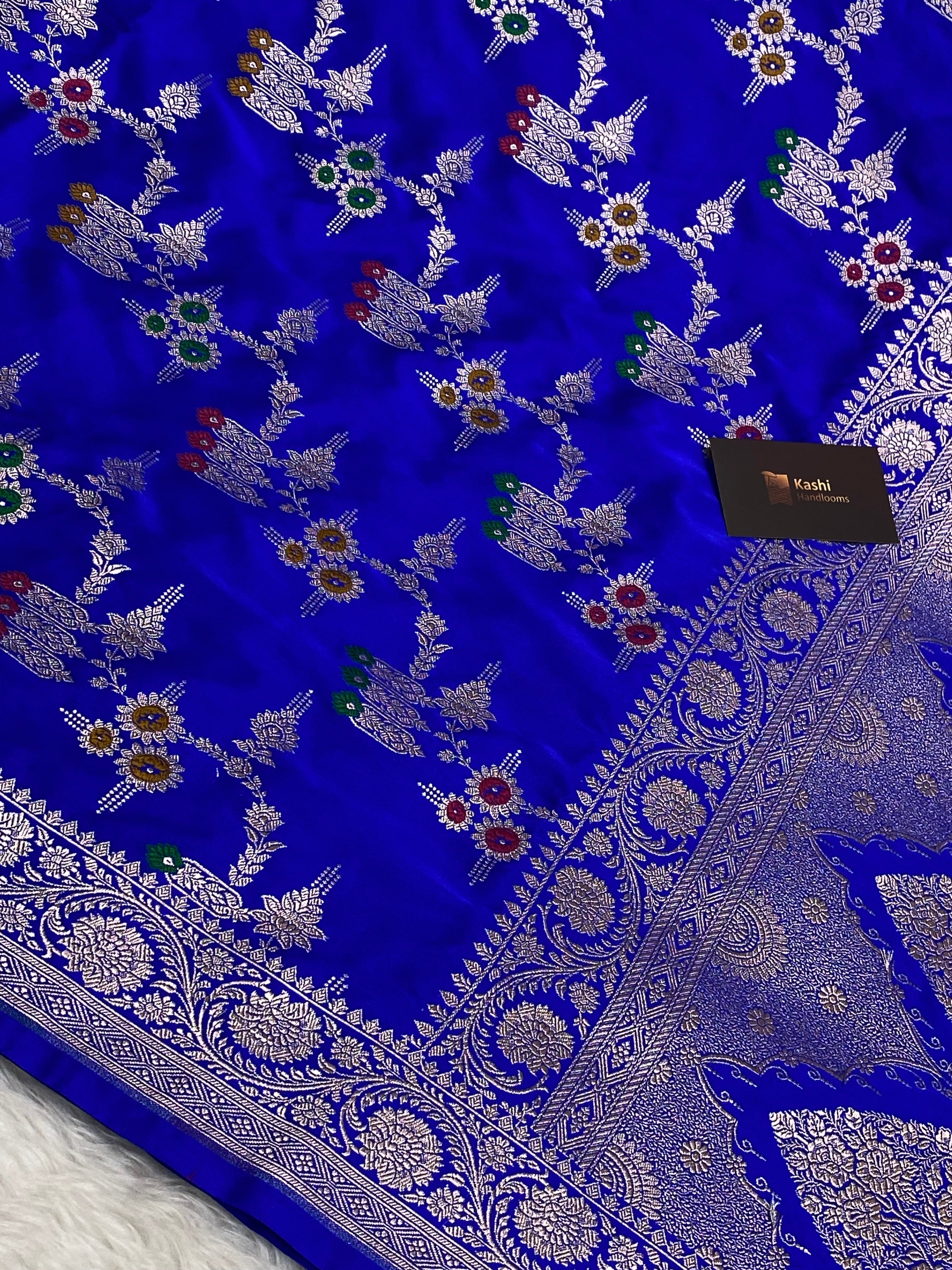 Royal Blue Mashru Silk Banarasi Sare
