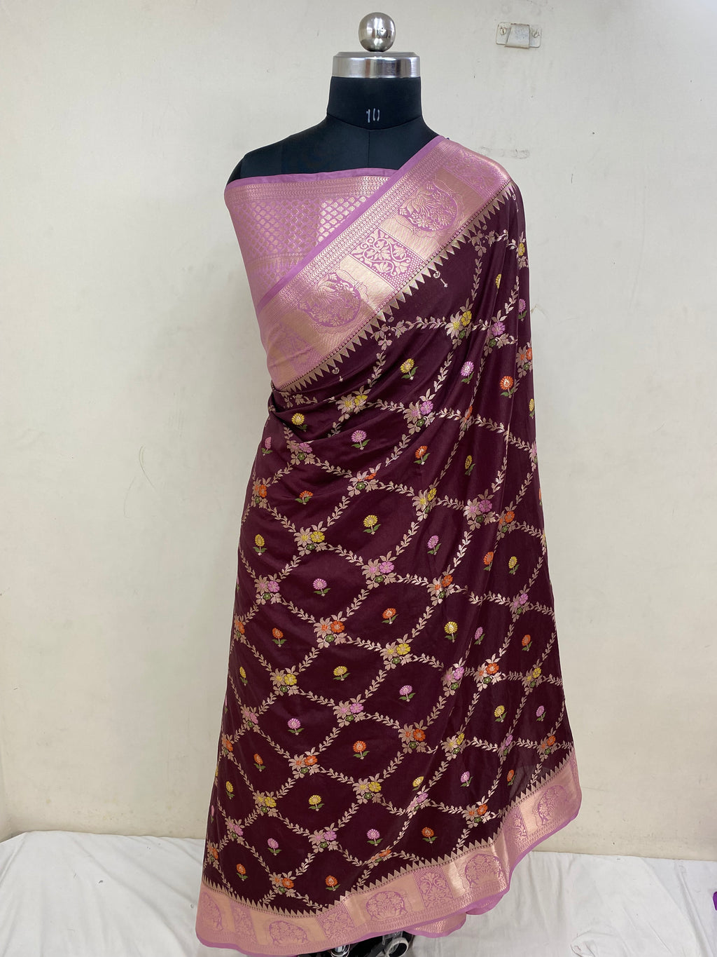 Wine Katan Silk Banarasi Saree