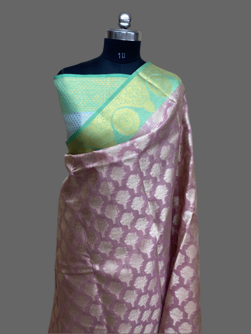 Contrast Border and Pallu Tissue Silk Banarasi Saree