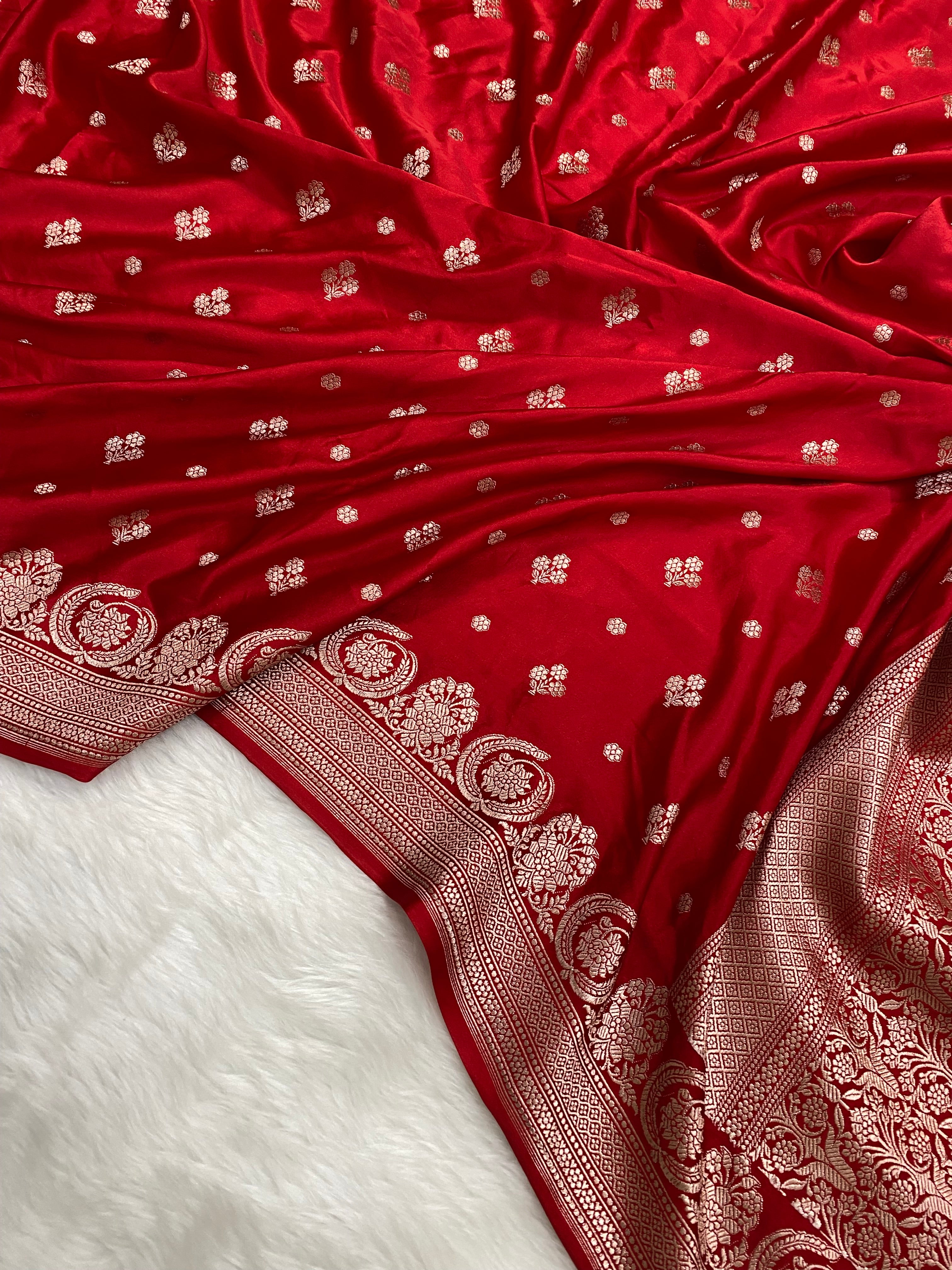 Red Mashru Silk Banarasi Saree