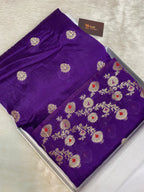 Purple semi Raw mango silk banarasi saree