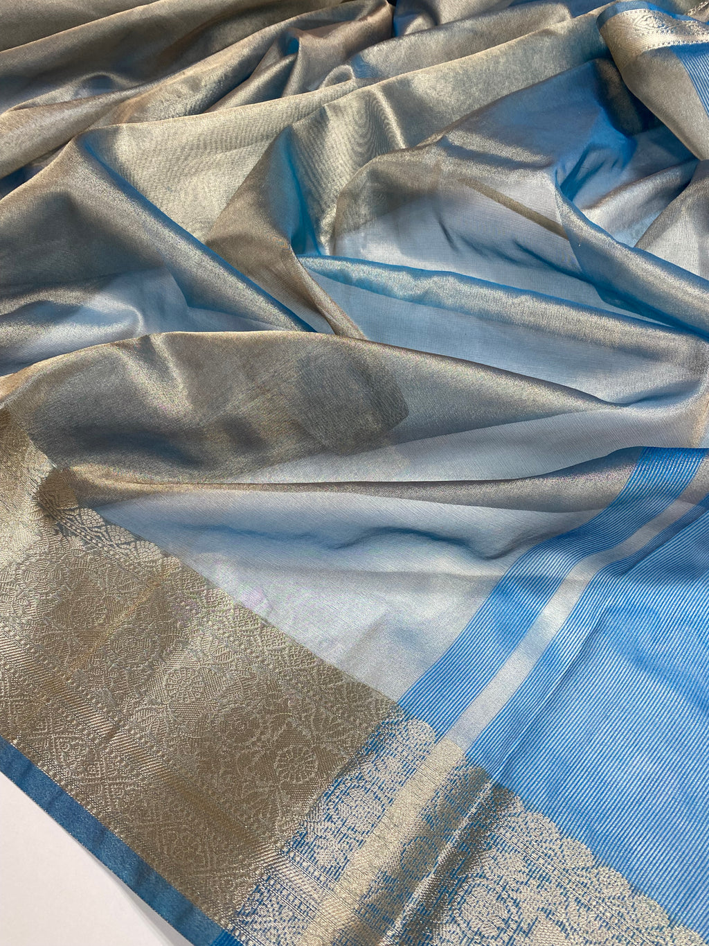 Sky Blue Tissue Silk Banarasi Saree
