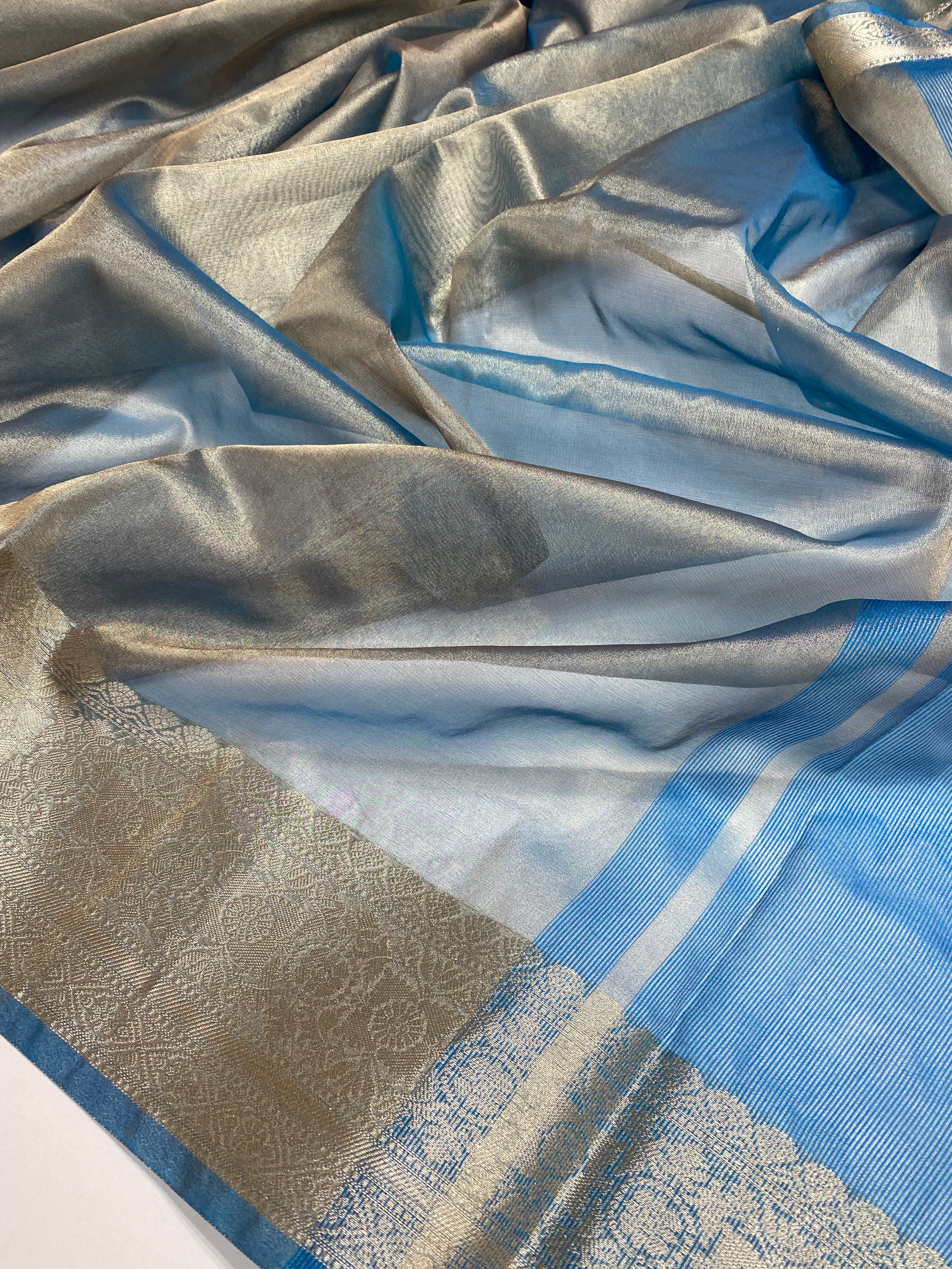 Sky Blue Tissue Silk Banarasi Saree