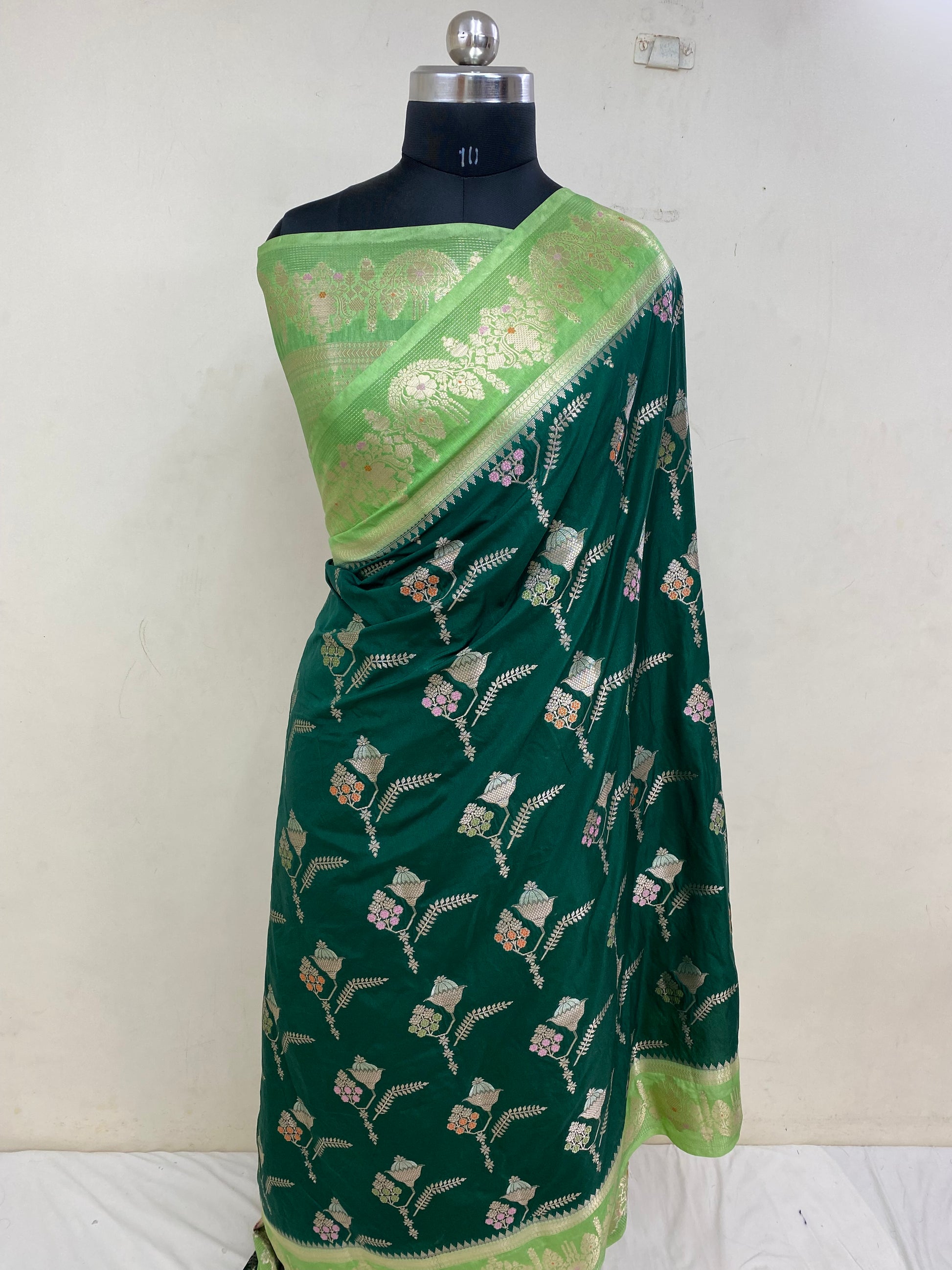 Green Katan Silk Banarasi Saree