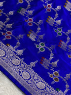 Royal Blue Mashru Silk Banarasi Sare