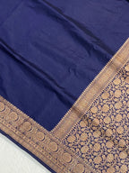 Navy Blue Georgette Saree with Antique Zari Border