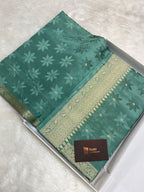 Tanchui Sea green pure viscose silk banarasi saree
