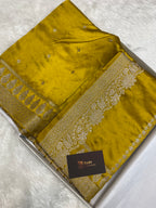 Mustard yellow premium mashru silk banarasi saree