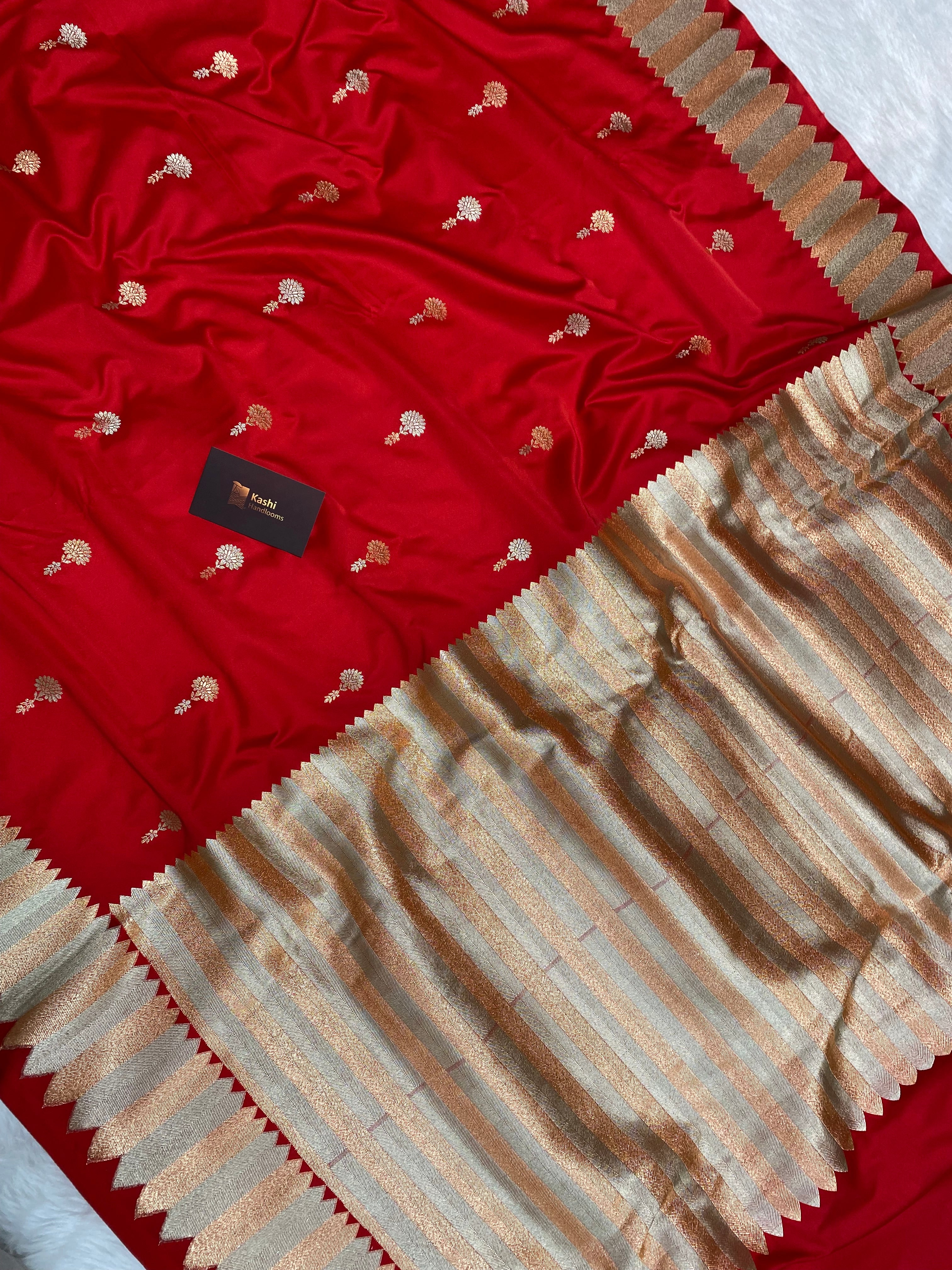 Royal red mashru katan Silk Banarasi Saree