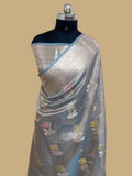 Soft grey tissue silk Banarasi saree