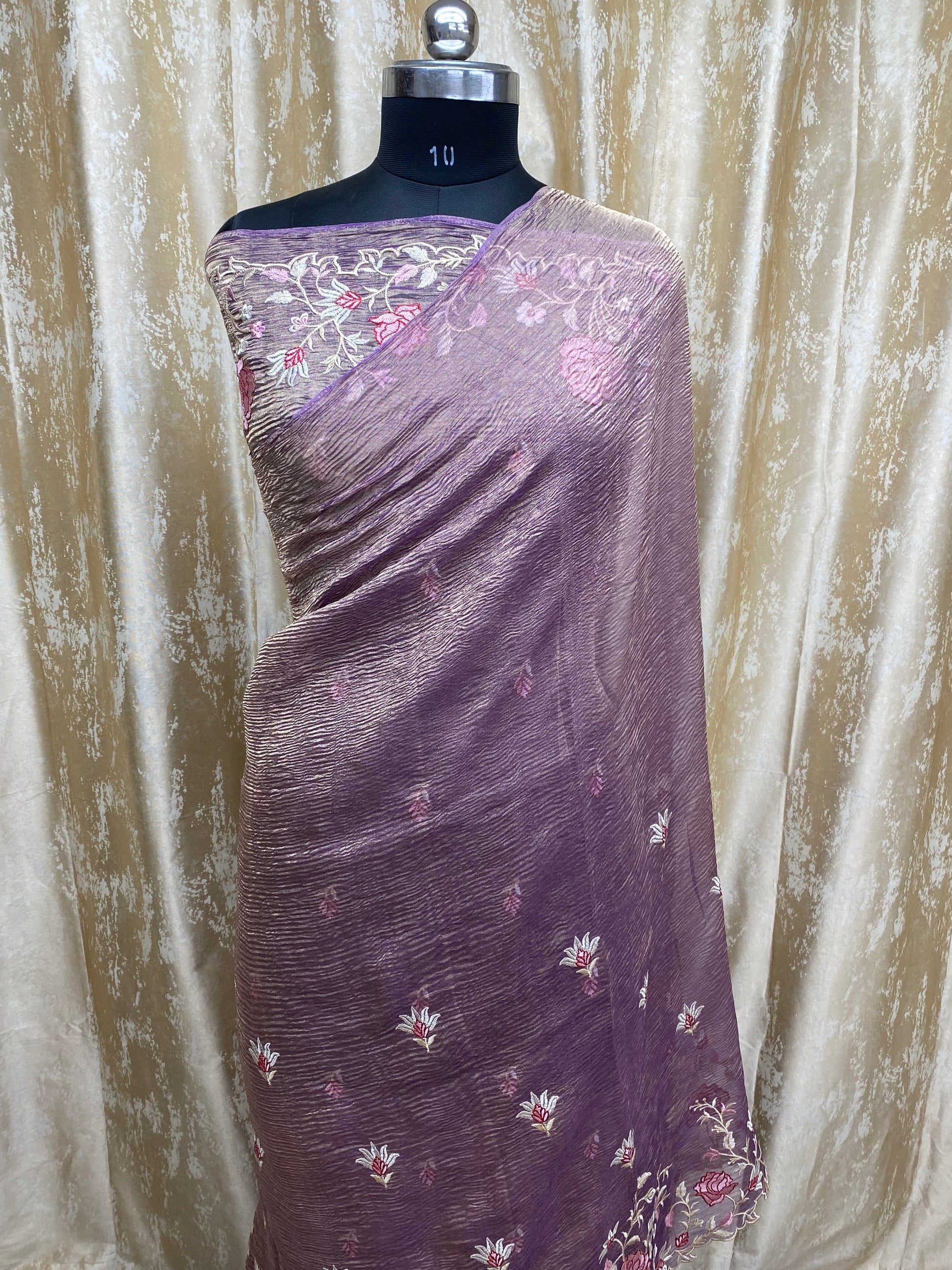Pure Tissue Silk with hand cutwork Embroidery Banarasi Saree