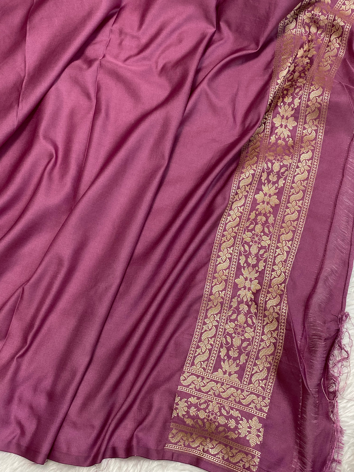 Onion pink kinkhab Mashru Silk Banarasi Saree