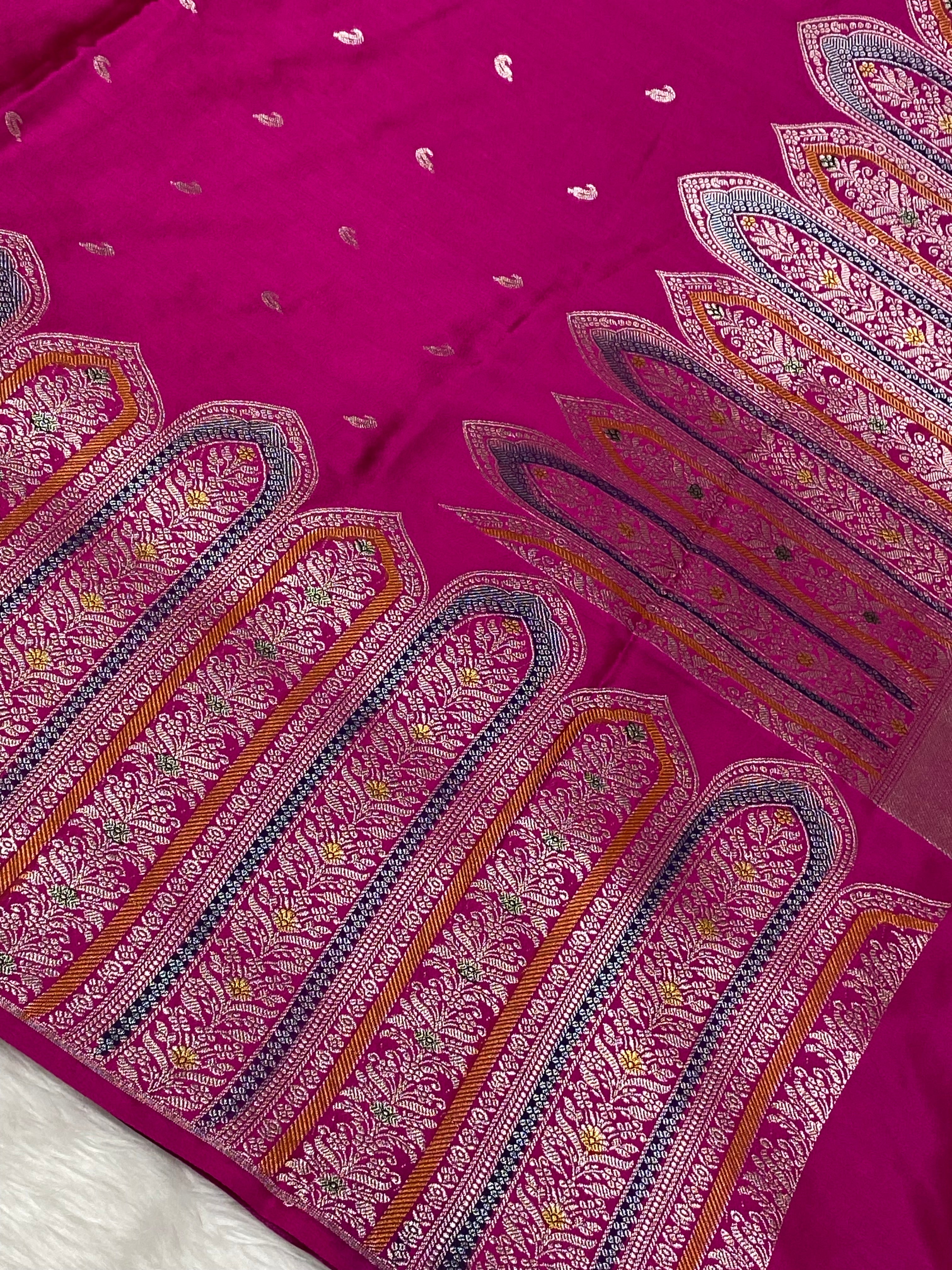 Rani Pink Mashru Silk Banarasi Saree