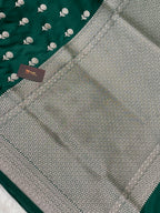 Bottle green mashru silk banarasi saree