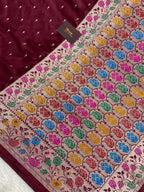 Wine Mashru Silk Banarasi Saree