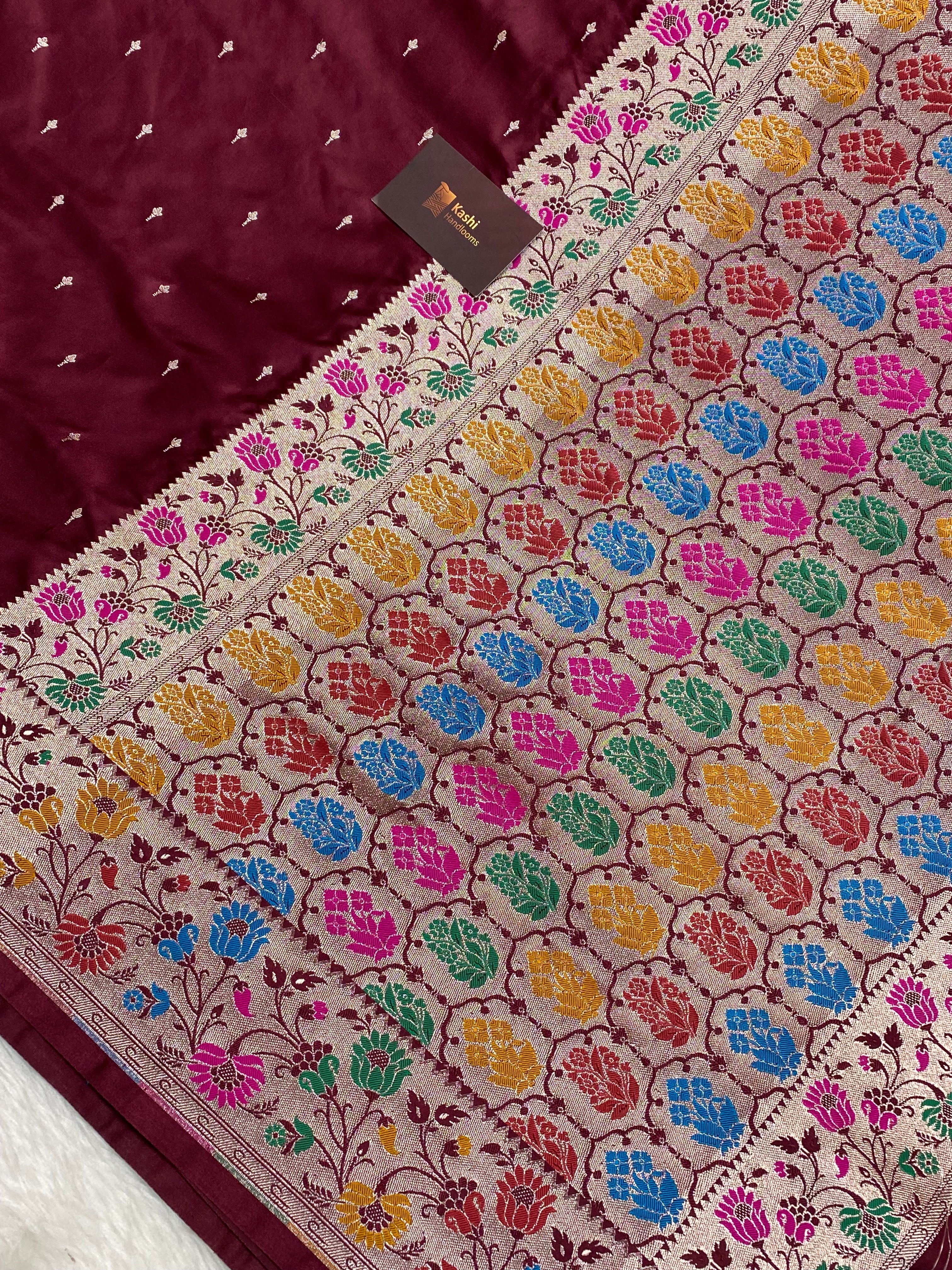 Wine Mashru Silk Banarasi Saree