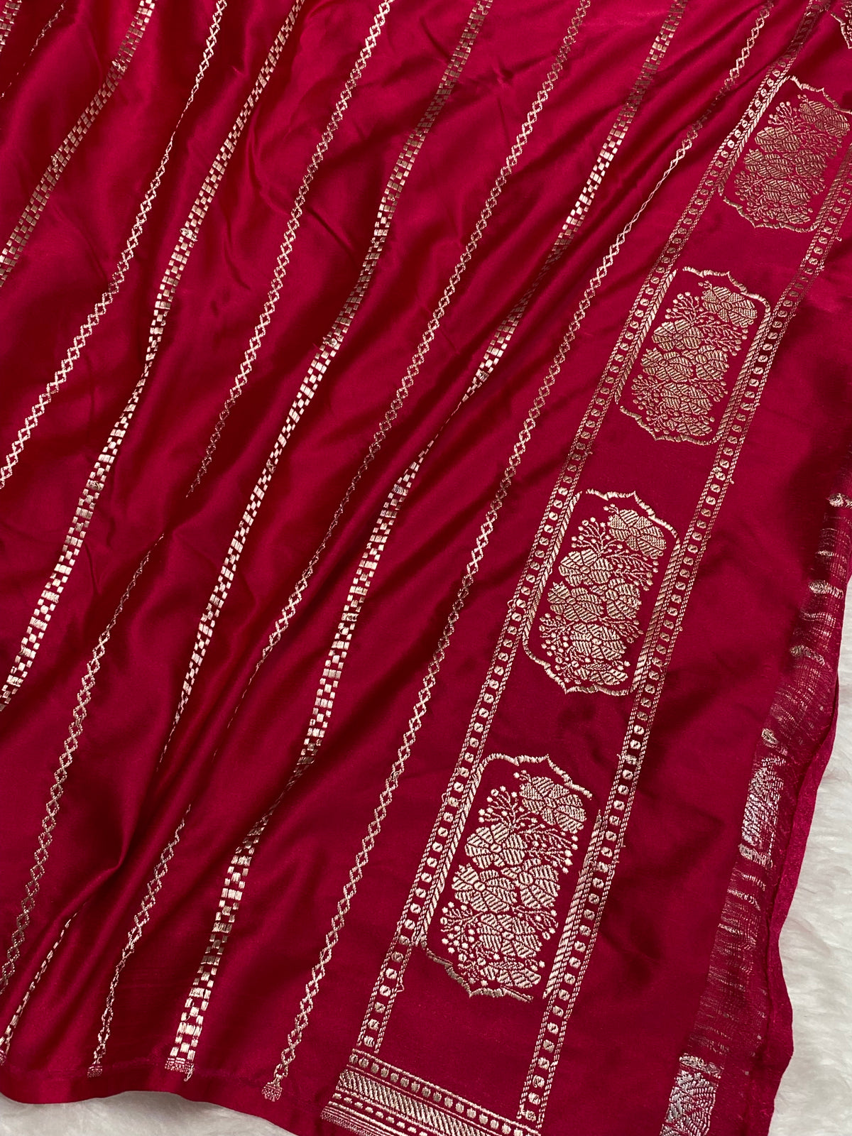 Rani pink mashru silk banarasi saree