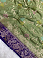 Pista Color monga Silk Banarasi Saree