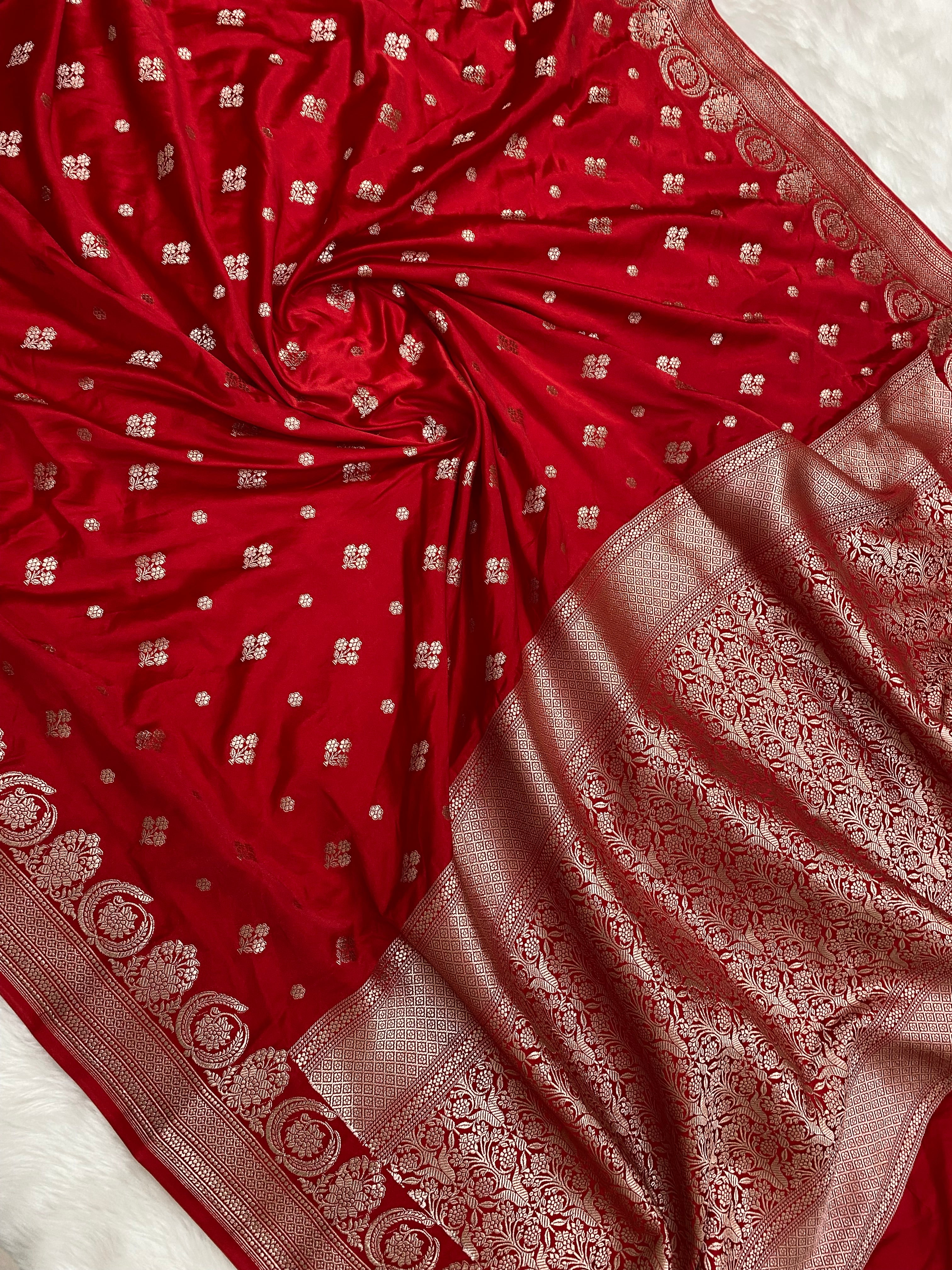 Red Mashru Silk Banarasi Saree