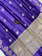 Purple 100% pure Viscose silk banarasi saree