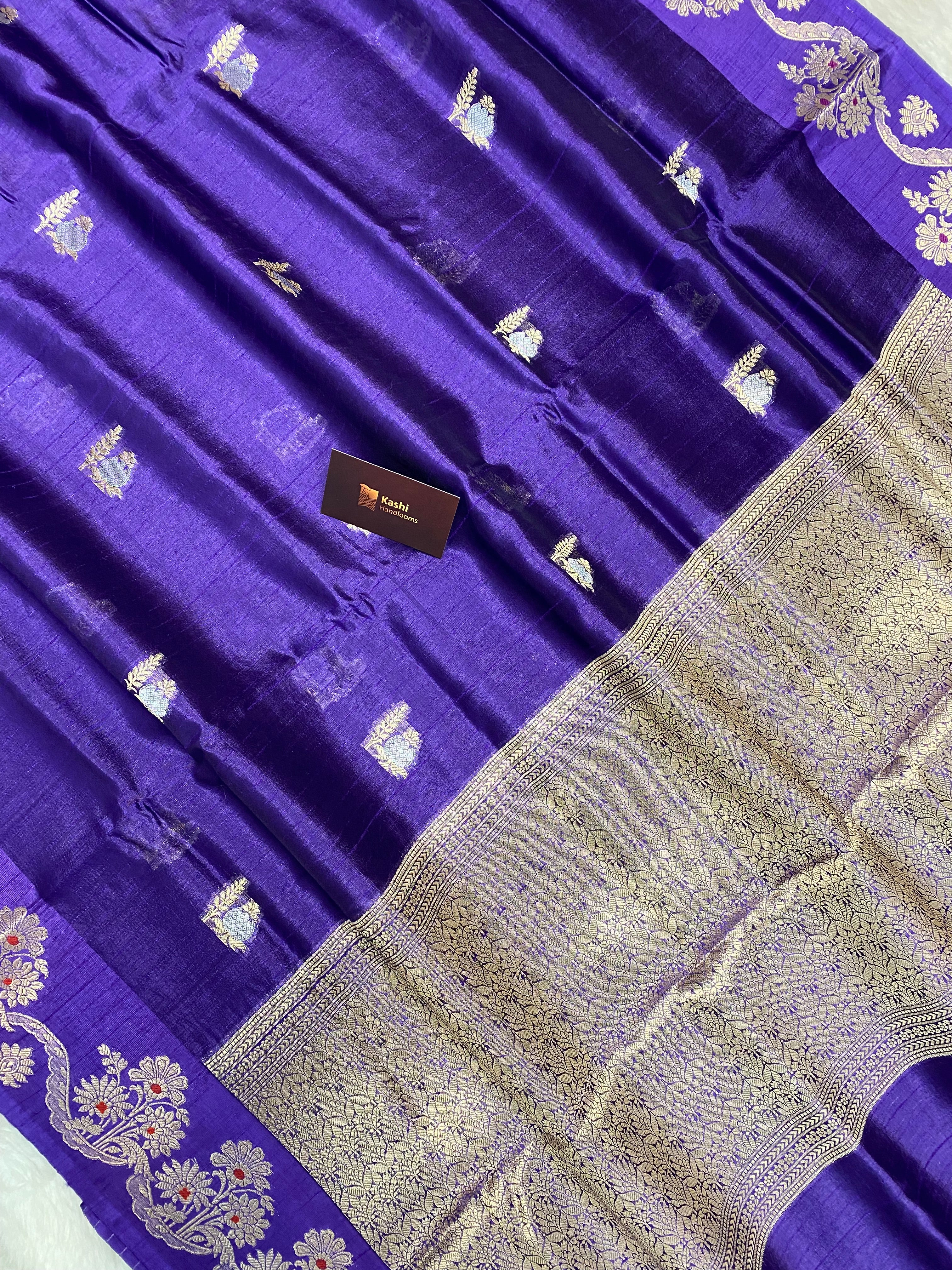 Purple 100% pure Viscose silk banarasi saree