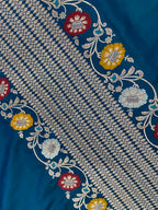 German blue mashru silk Banarasi saree