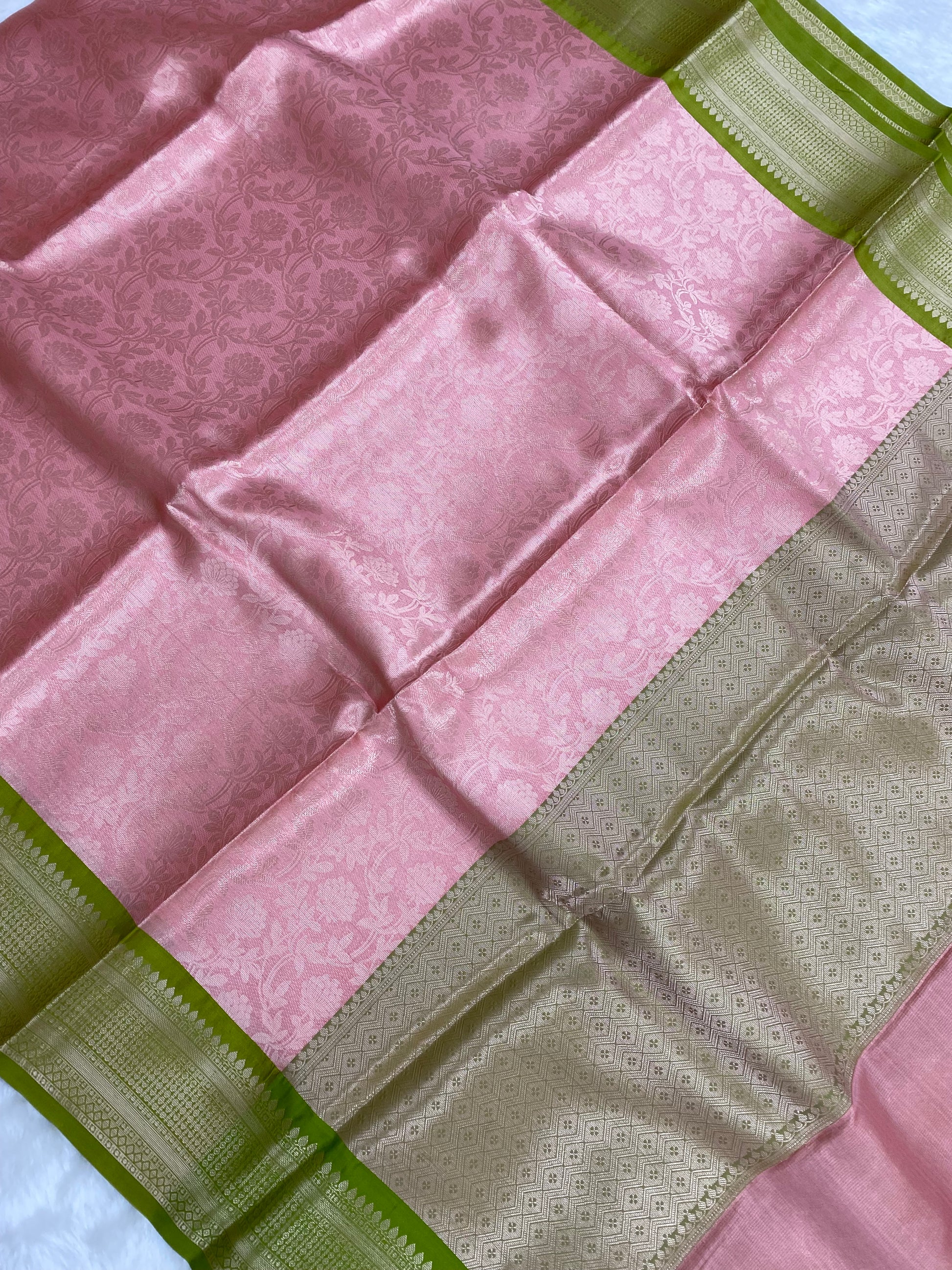 Peach Brocade Tissue Silk Banarasi Saree