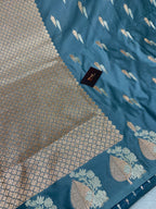 Grey mashru silk banarasi saree