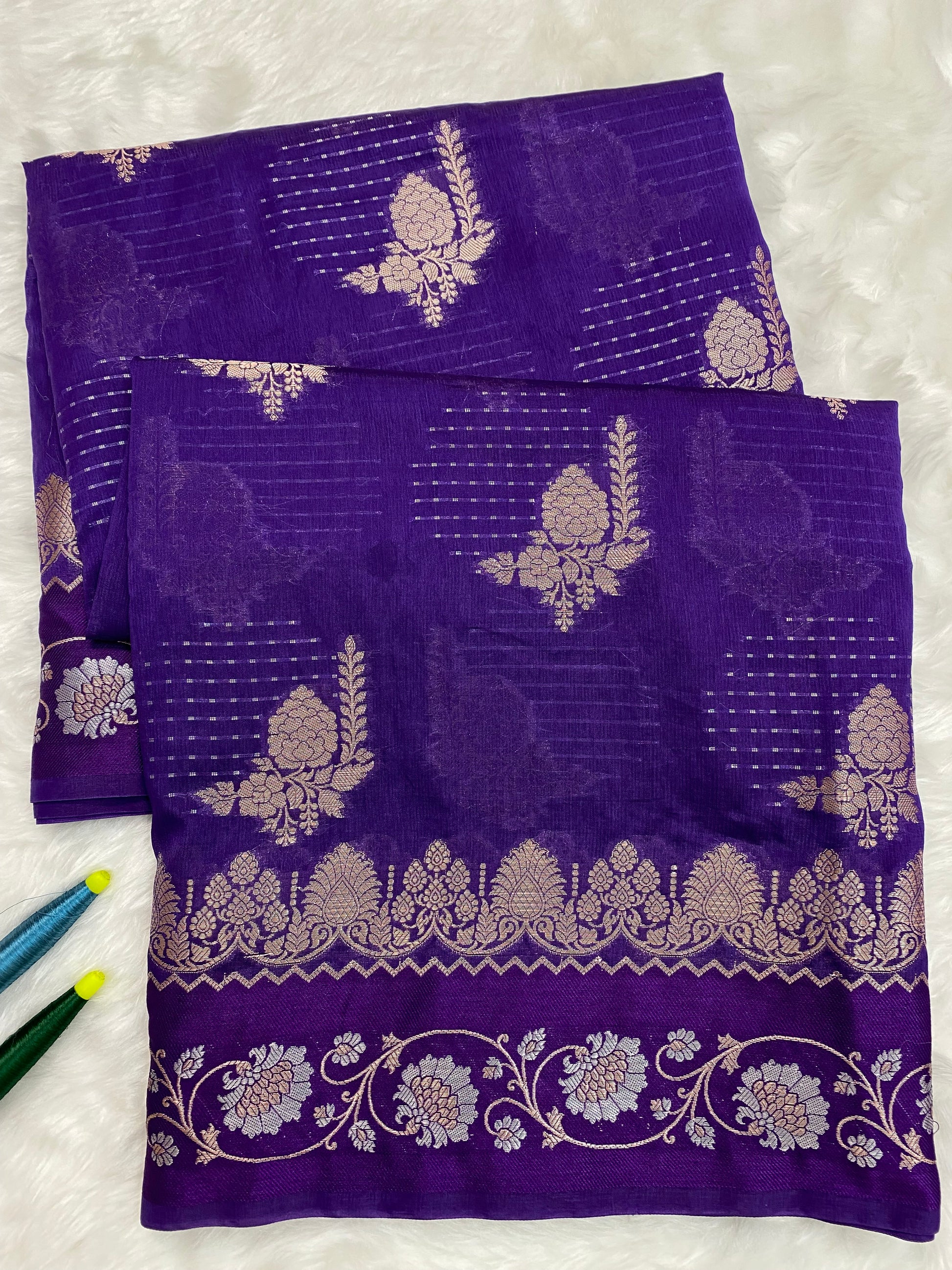 Purple Viscose Banarasi Saree