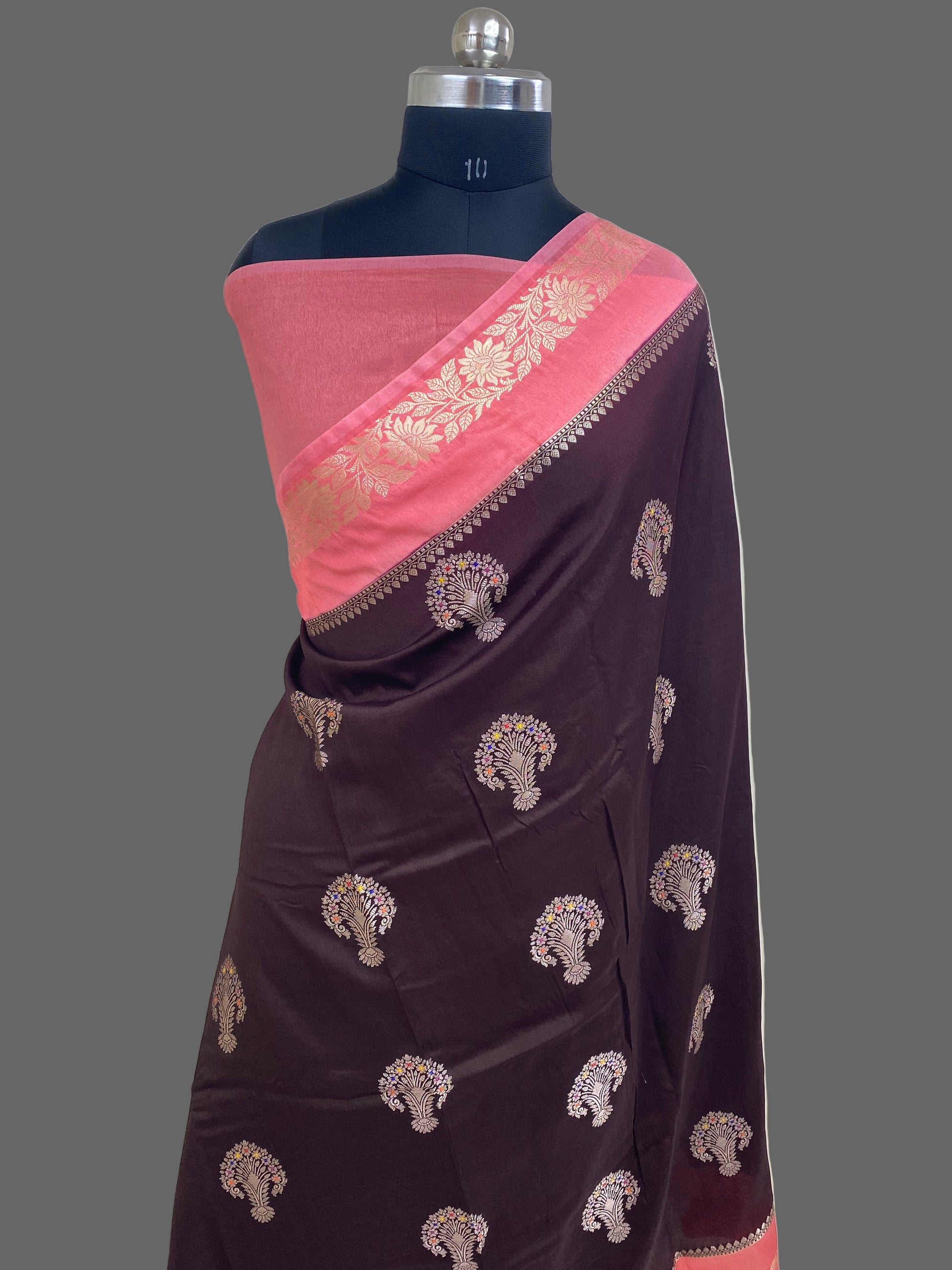 Wine Viscose Georgette Banarasi Saree