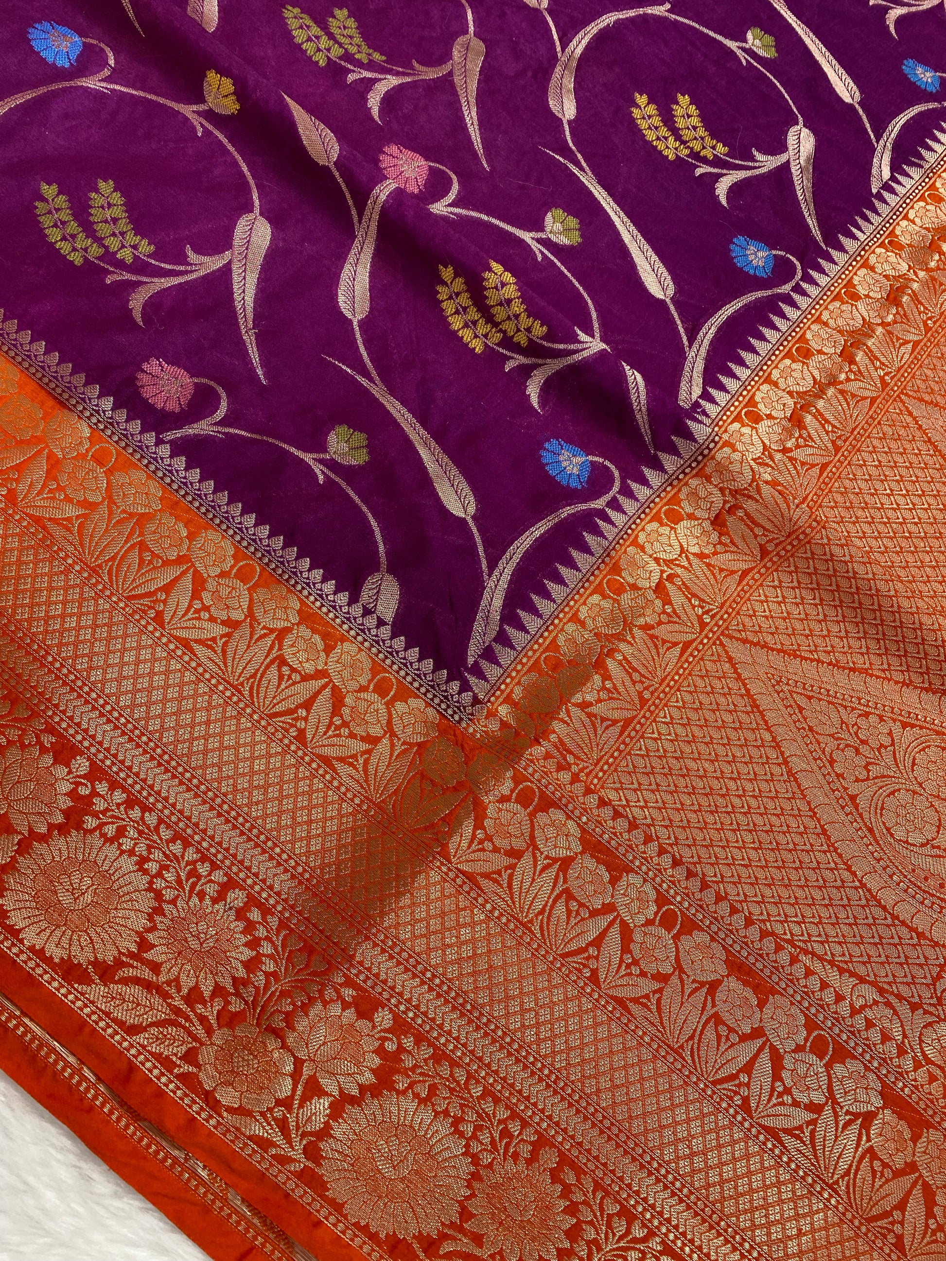 Magenta Katan Silk Banarasi Saree