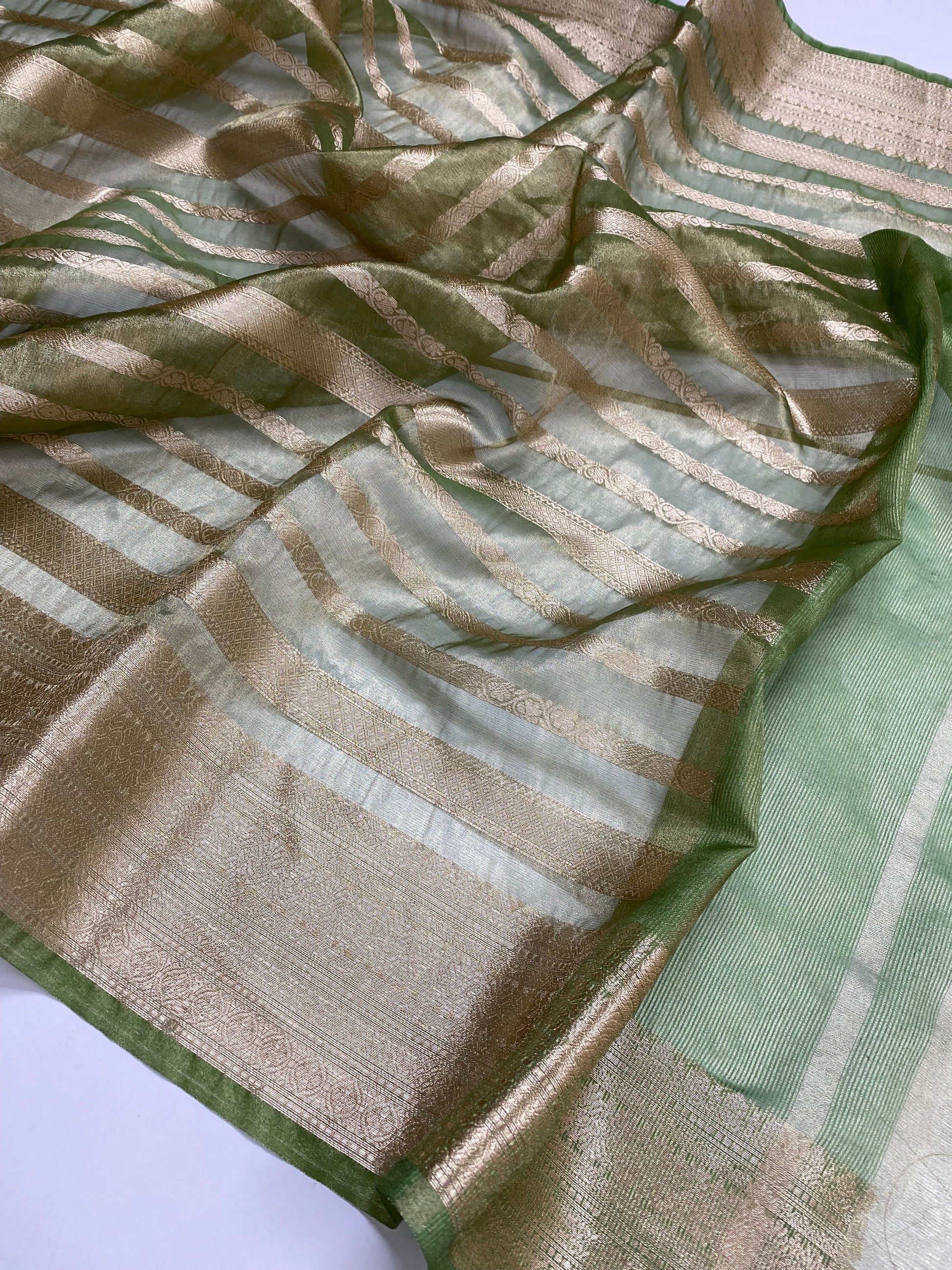 Pista Green Tissue Silk Banarasi Saree