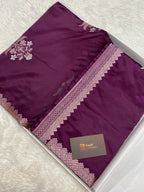 Wine mashru silk banarasi saree with buta