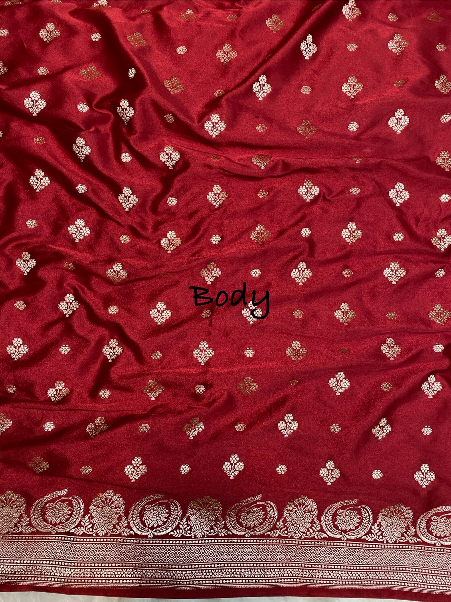 Mahroon mashru katan Silk Banarasi Saree