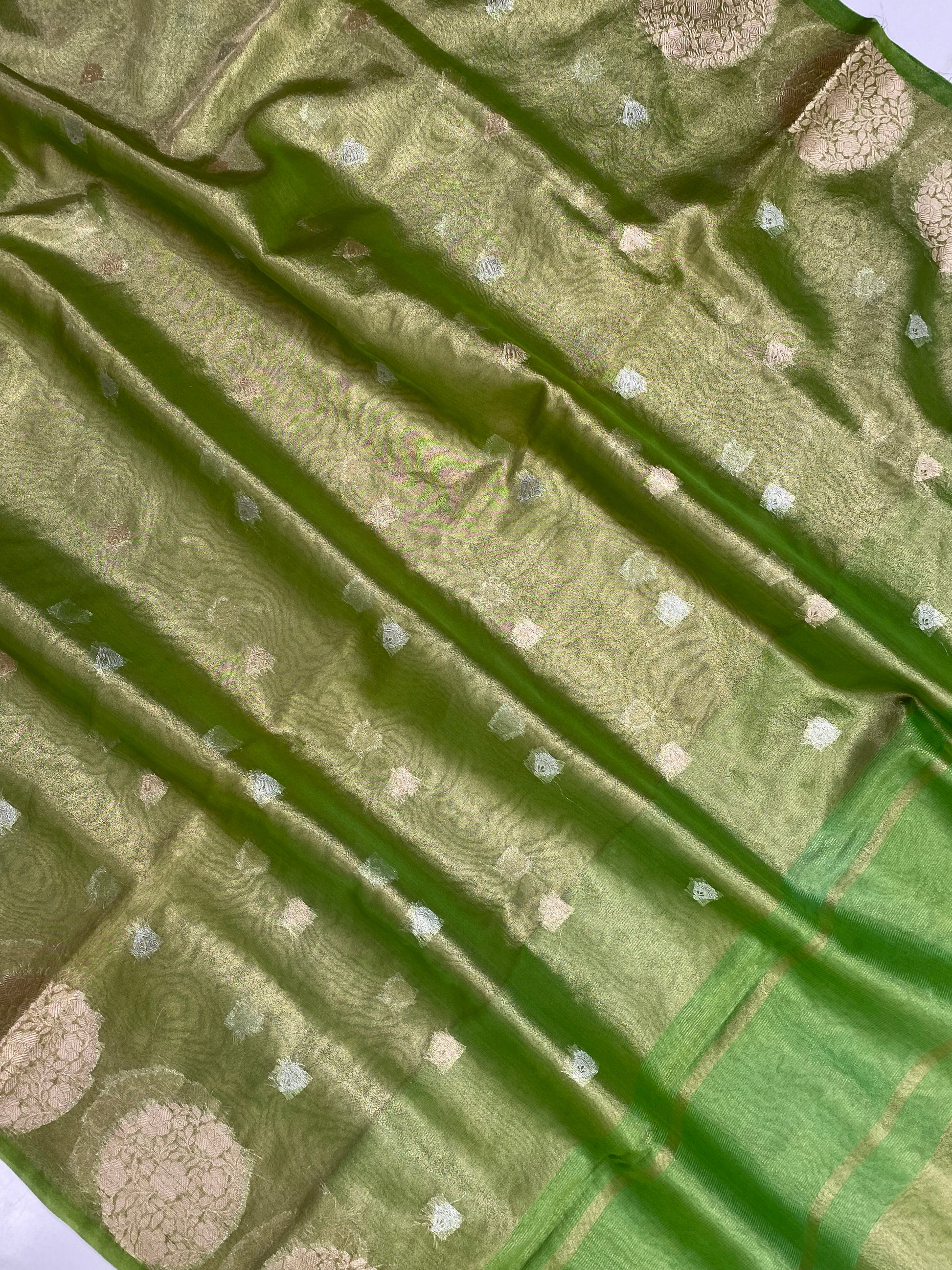 Pista-Green Tissue Silk Banarasi Saree