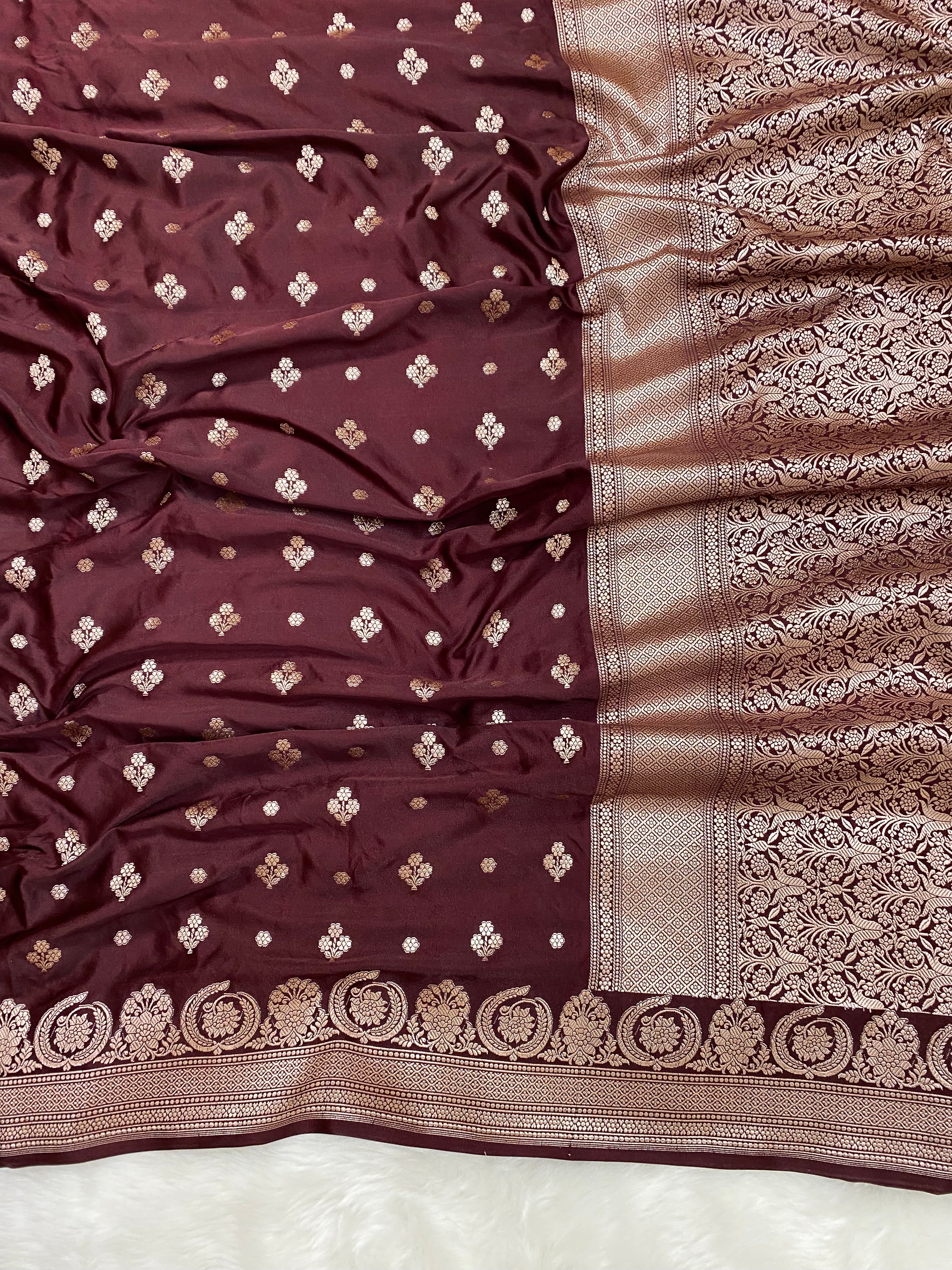 Wine Mashru Silk Banarasi Saree