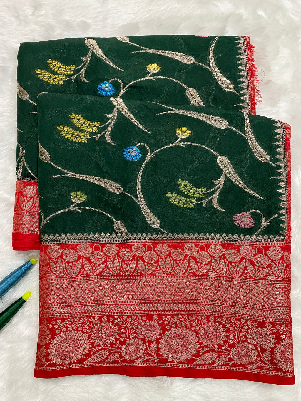 Green Katan Silk Banarasi Saree