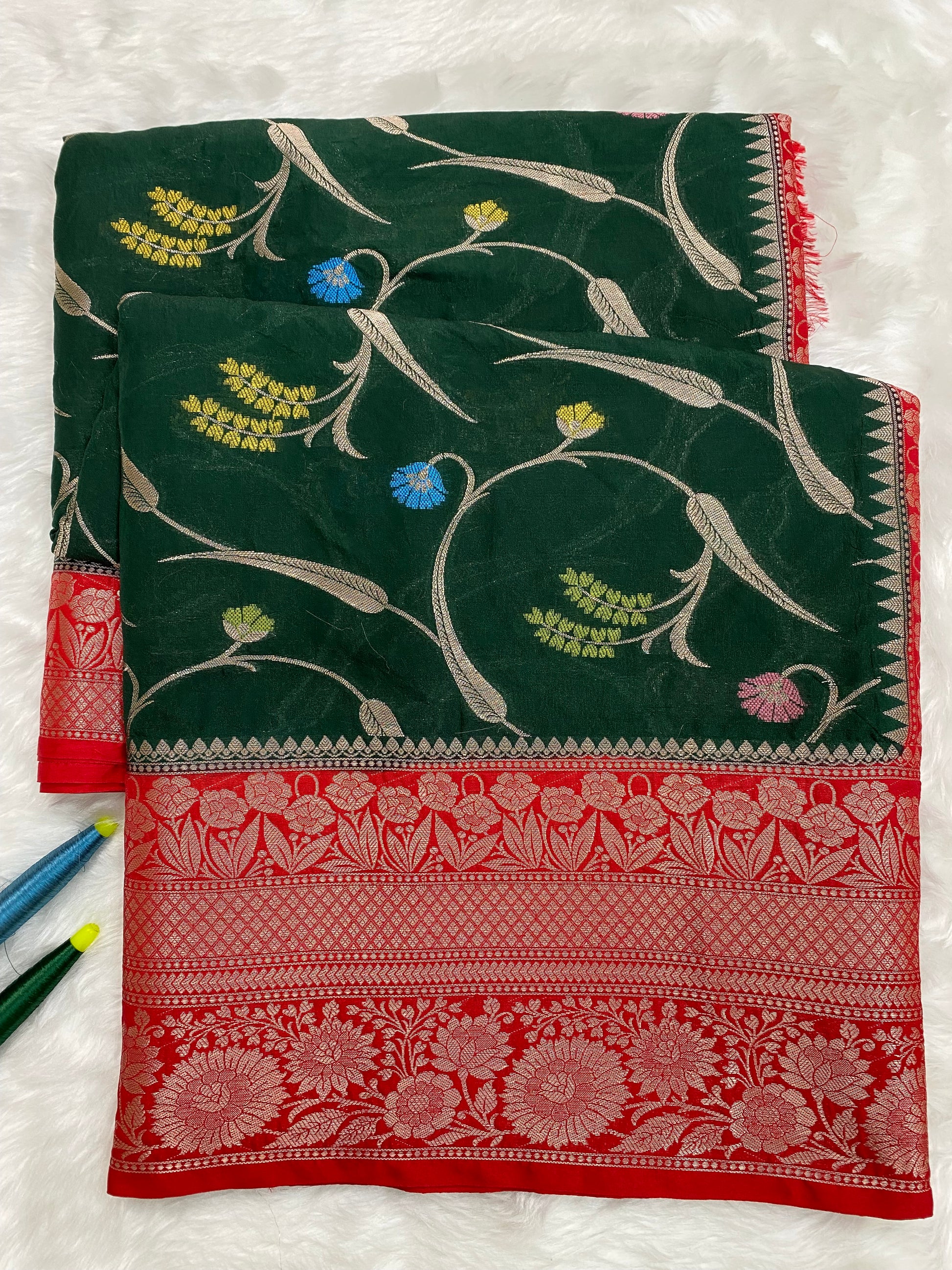 Green Katan Silk Banarasi Saree